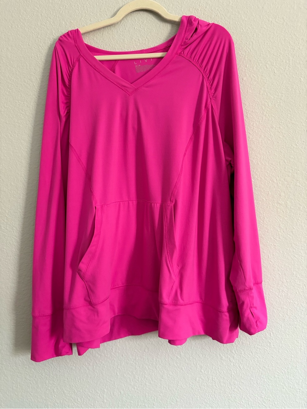 Lane Bryant LIVI Active Bright Hot Pink Hooded Pullover Sweatshirt 26/28